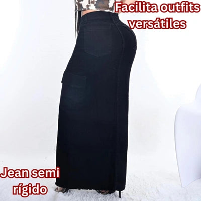 Falda “Cargo Serena” Denim Largo