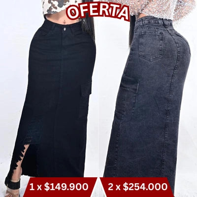 Falda “Cargo Serena” Denim Largo