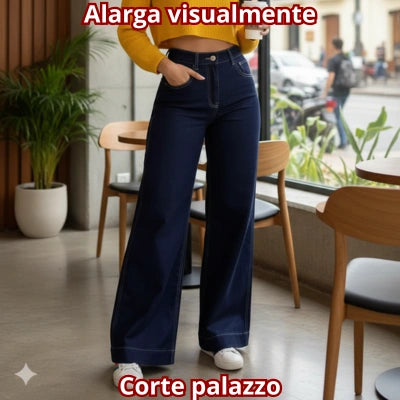 Jean Paloma — Palazzo Denim Tiro Alto Premium