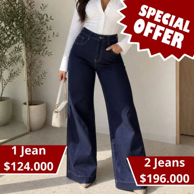 Jean Paloma — Palazzo Denim Tiro Alto Premium