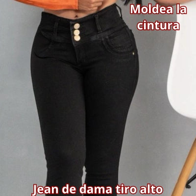 Jean Negro MoldeaCintura 3 Botones