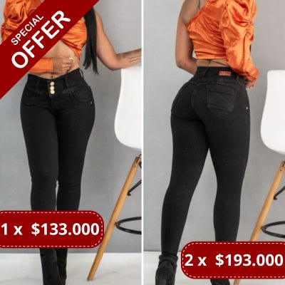 Jean Negro MoldeaCintura 3 Botones