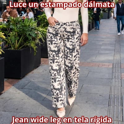 DALMA WIDE — Jean Wide Leg Animal Print Dálmata