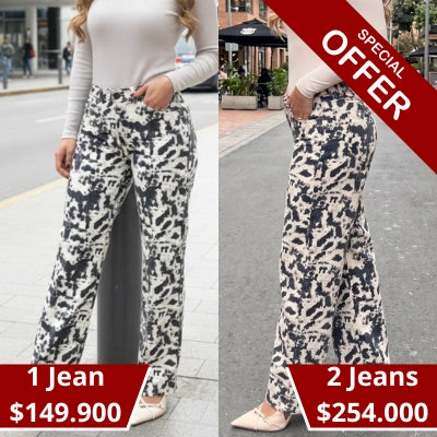 DALMA WIDE — Jean Wide Leg Animal Print Dálmata