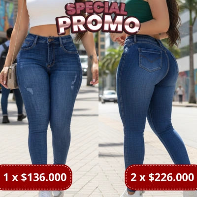 DENIM SOUL — Jean Skinny Azul Americano con Rasguños