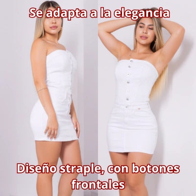 Vestido Blanco Straple Arrunchado
