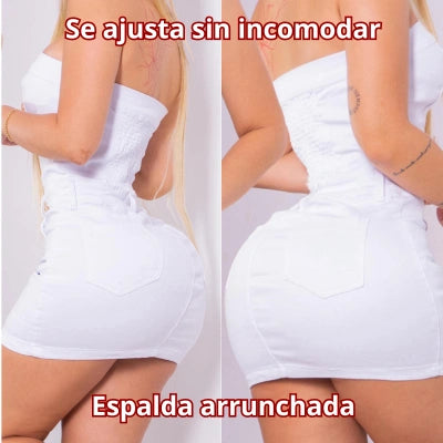 Vestido Blanco Straple Arrunchado
