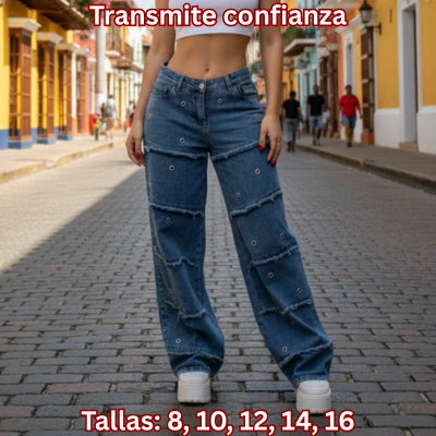 Jean Mom Orilla Rebelde Ojaletes Premium