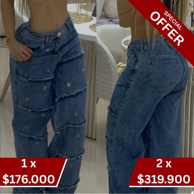 Jean Mom Orilla Rebelde Ojaletes Premium