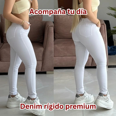 Jean Skinny Luz Limpia – Tiro Alto Premium (Blanco)