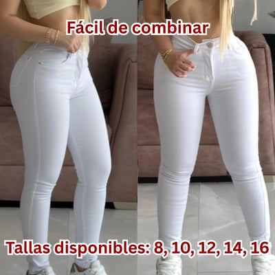 Jean Skinny Luz Limpia – Tiro Alto Premium (Blanco)