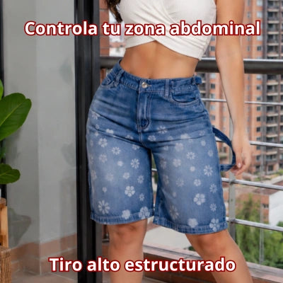Bermuda "Luz Floral" Denim Estructural