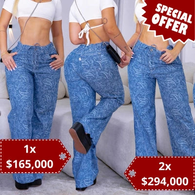 Jean Wide Leg "Estampa Retro"