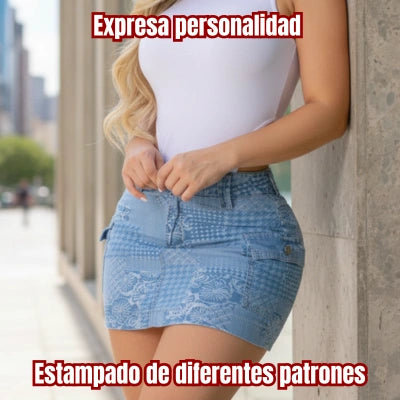 Falda Azul Patrón Libre