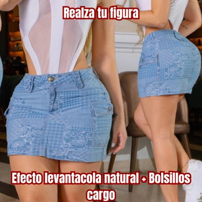 Falda Azul Patrón Libre