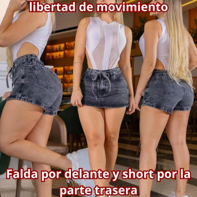 Falda Short Dual Gris Humo