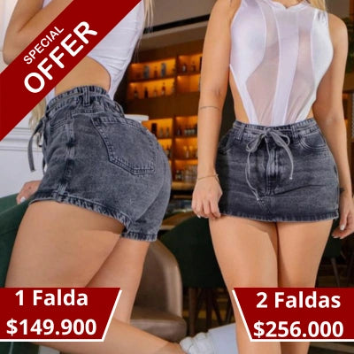 Falda Short Dual Gris Humo