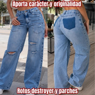 Jean Mom Atrevido Azul Rey