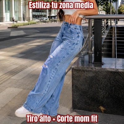 Jean Mom Atrevido Azul Rey