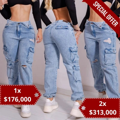 Denim Cargo Jogger Auténtico