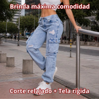 Denim Cargo Jogger Auténtico