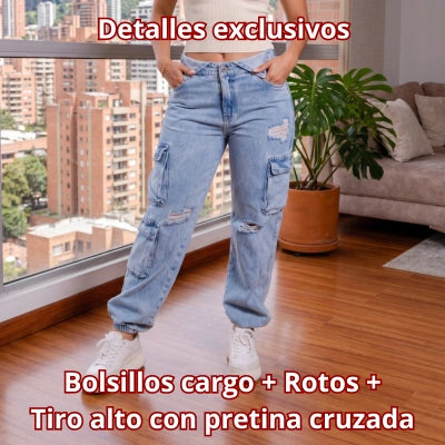 Denim Cargo Jogger Auténtico