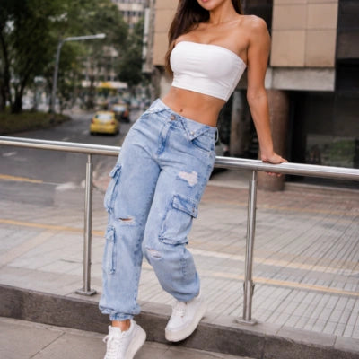 Denim Cargo Jogger Auténtico