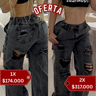 Jean Mom RebelLift Gris Tiro Alto