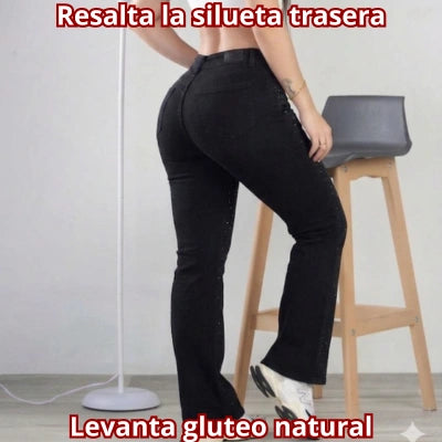 NIGHT PALAZZO — Pantalón Negro con Brillos Delanteros