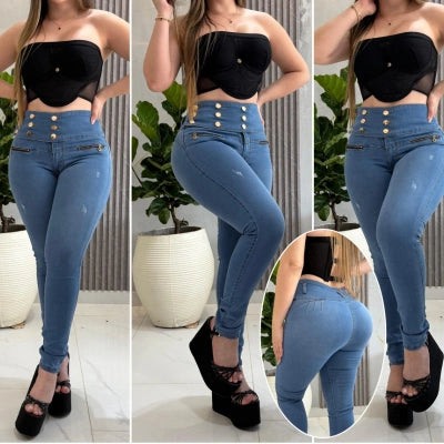 Jean Skinny "Curva Evidente" Azul Estructural