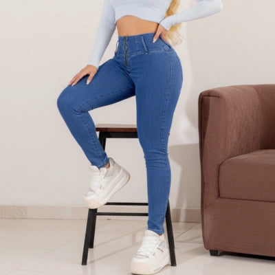 ZIPPER BLUE — Jean Skinny Cierre Frontal