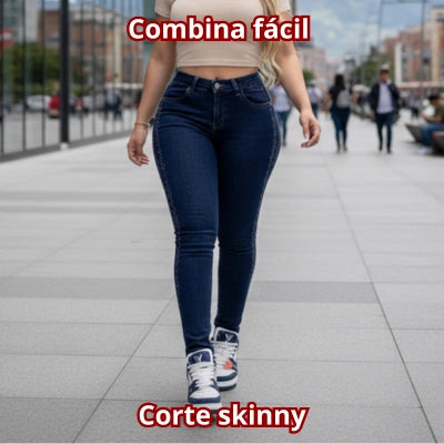 Skinny Brillo Sutil Tiro Alto