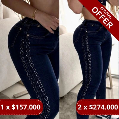 Skinny Brillo Sutil Tiro Alto