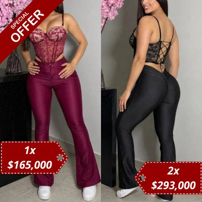 Set Duquesa — Corset Blonda + Pantalón Push Destellante