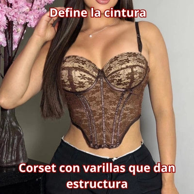 Set Duquesa — Corset Blonda + Pantalón Push Destellante