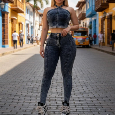 Set Denim Brillo Serena (top + jean)