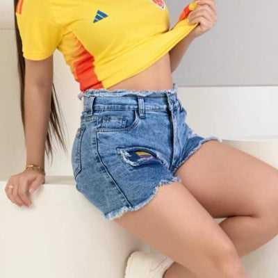 TRICOLOR SHORT — Short Denim Bandera Colombia