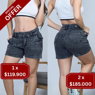 Short Gris Humo Pinzas Esbelta