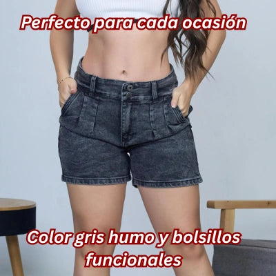 Short Gris Humo Pinzas Esbelta