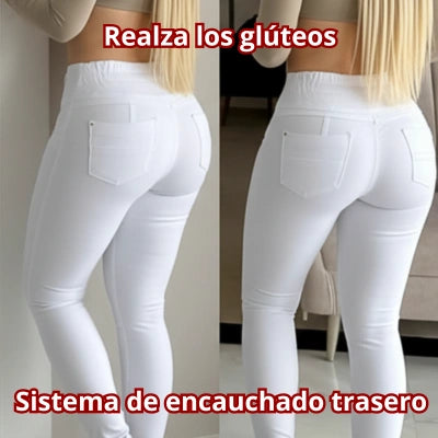 BLANCO TOTAL — Skinny Encauchado Efecto Realce