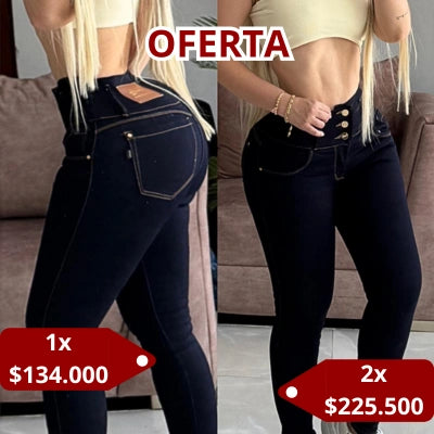 Skinny Pretina 3 botones azul petróleo