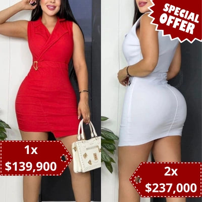 Vestido Cruzado con Hebilla