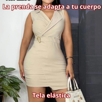 Vestido Cruzado con Hebilla