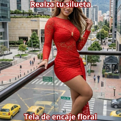 Vestido Mini Encaje Aura Dorada