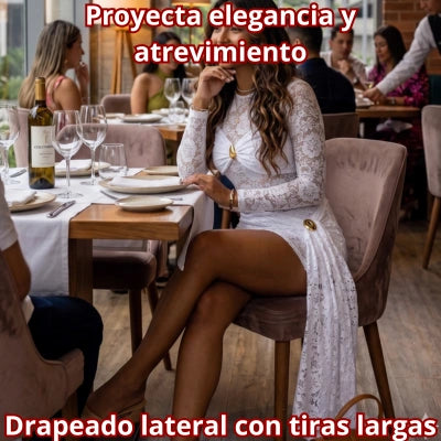 Vestido Mini Encaje Aura Dorada