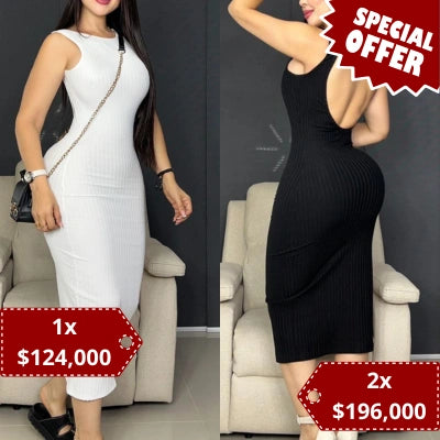 Vestido Siena — Midi Rib Espalda Descubierta