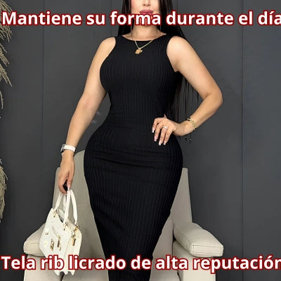 Vestido Siena — Midi Rib Espalda Descubierta
