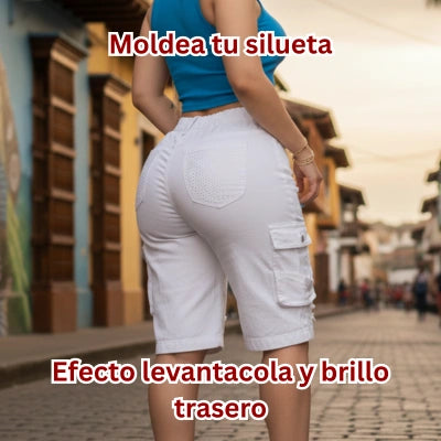 Bermuda Cargo Blanca “Cintura Feliz”